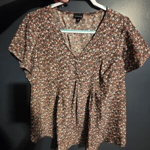 Torrid Brown Floral Blouse